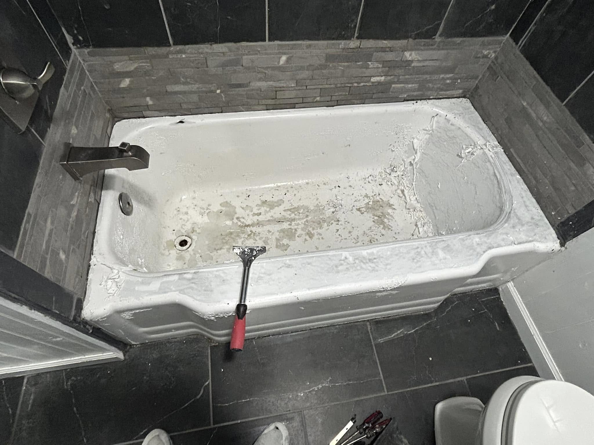 Bathtub before refinishing